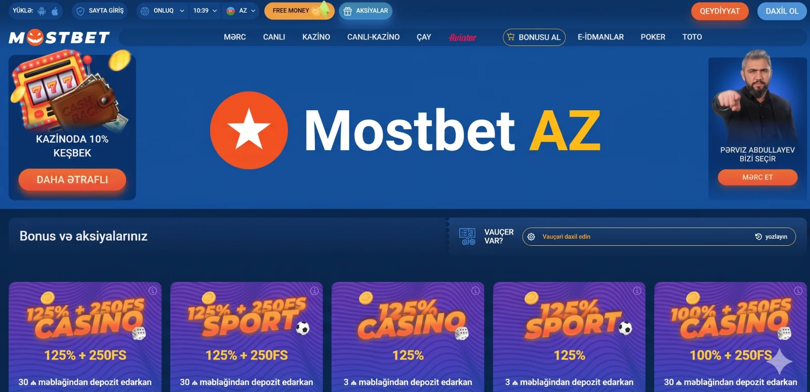 Mostbet AZ xoş gəlmisiniz bonusları: 125% + 250 FS (kazino və idman)